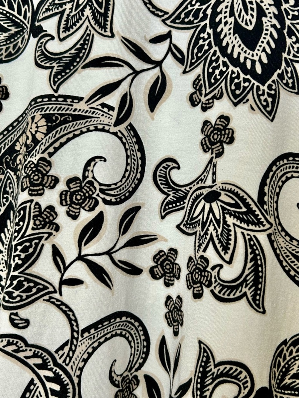 J. Jill Black White Paisley Floral 3/4 Sleeve Top Wearever Shirt Top Jersey sm. - Picture 2 of 6